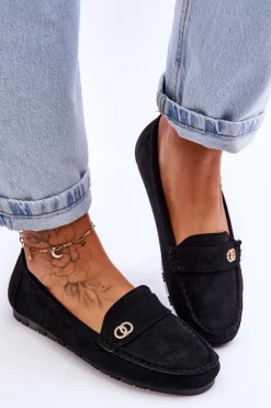 Boto Mokasyny Damskie Zamszowe*Wsuwane Zamszowe Mokasyny Czarne Castelo