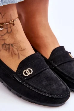 Boto Mokasyny Damskie Zamszowe*Wsuwane Zamszowe Mokasyny Czarne Castelo