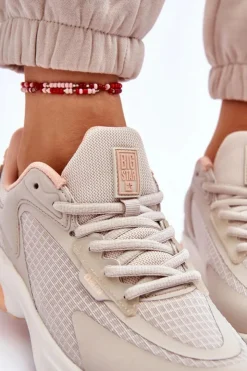 Sale Big Star Shoes Wygodne Buty Sportowe Memory Foam System Big Star LL274336 Beżowe Beżowy