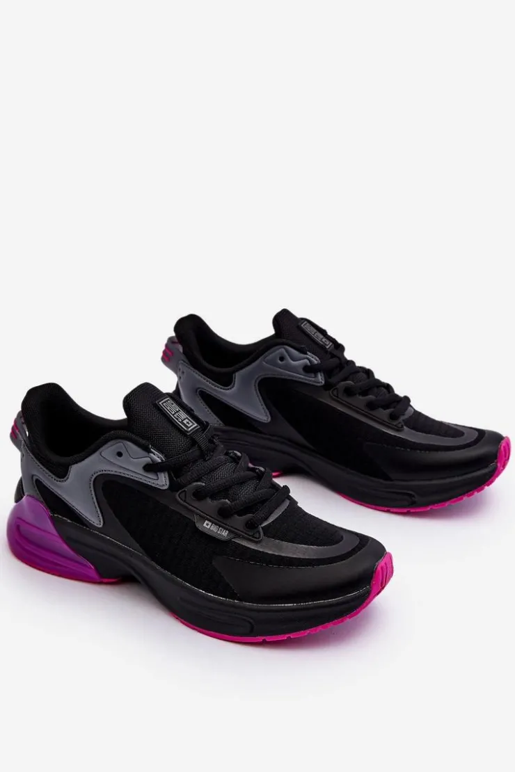 Big Star Shoes Buty Sportowe Big Star|Sneakersy Damskie*Wygodne Buty Sportowe Memory Foam System Big Star LL274335 Czarne