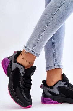 Big Star Shoes Buty Sportowe Big Star|Sneakersy Damskie*Wygodne Buty Sportowe Memory Foam System Big Star LL274335 Czarne