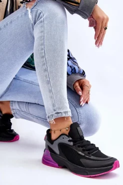 Big Star Shoes Buty Sportowe Big Star|Sneakersy Damskie*Wygodne Buty Sportowe Memory Foam System Big Star LL274335 Czarne