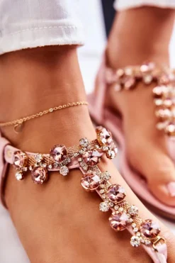 Damskie Boto Wygodne Damskie Sandały Japonki Z Ozdobami Różowe Briven