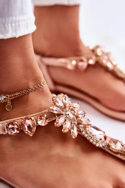 Damskie Boto Wygodne Damskie Sandały Japonki Z Ozdobami Różowe Briven