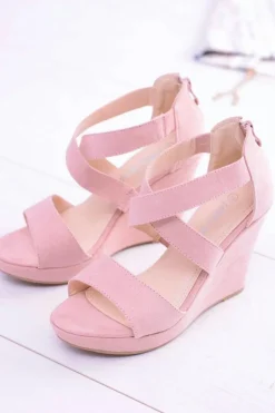 Sale Boto Wygodne Damskie Sandały Koturny Mirabet Pudrowy Róż