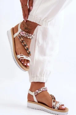 Boto Sandały Na Koturnie*Wygodne Damskie Sandały Na Koturnie Białe Jodie