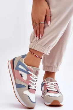 Damskie Big Star Shoes Wygodne Damskie Sneakersy Memory Foam Big Star LL274951 Niebieskie