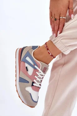 Damskie Big Star Shoes Wygodne Damskie Sneakersy Memory Foam Big Star LL274951 Niebieskie