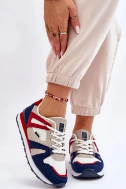 Damskie Big Star Shoes Wygodne Damskie Sneakersy Memory Foam Big Star LL274950 Czerwone