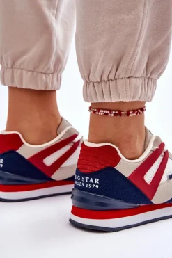 Damskie Big Star Shoes Wygodne Damskie Sneakersy Memory Foam Big Star LL274950 Czerwone