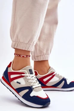 Damskie Big Star Shoes Wygodne Damskie Sneakersy Memory Foam Big Star LL274950 Czerwone