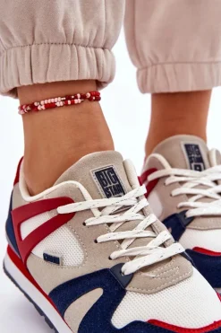 Damskie Big Star Shoes Wygodne Damskie Sneakersy Memory Foam Big Star LL274950 Czerwone