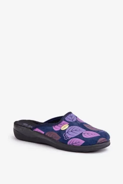 Damskie INBLU Wygodne Kapcie Damskie W Liście CU00005F Granatowe