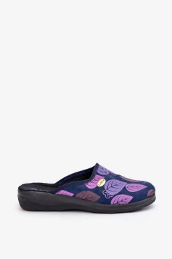 Damskie INBLU Wygodne Kapcie Damskie W Liście CU00005F Granatowe