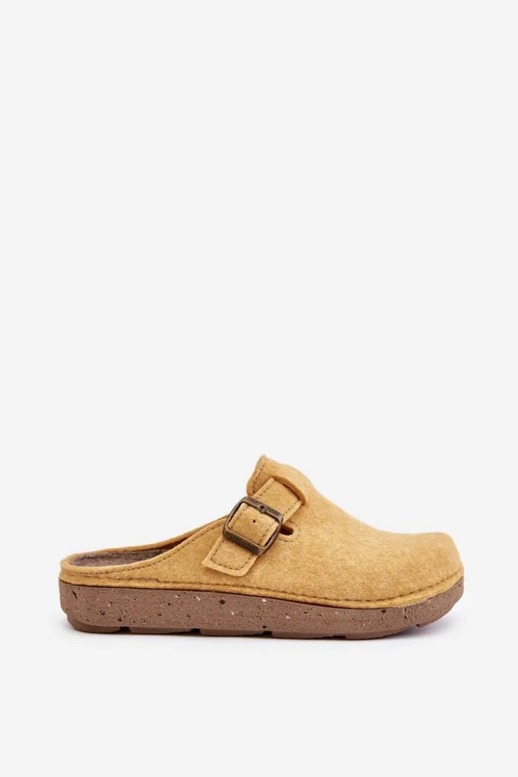 Hot INBLU Wygodne Kapcie Damskie Z Klamrą ED000019 Żółte