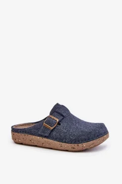 Damskie INBLU Wygodne Kapcie Damskie Z Klamrą ED000019 Granatowe