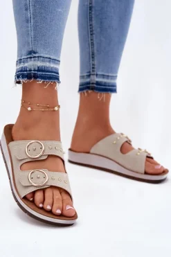 INBLU Klapki Na Platformie|Klapki Damskie Klasyczne*Wygodne Klapki Damskie CP000054 Beżowe Beżowy