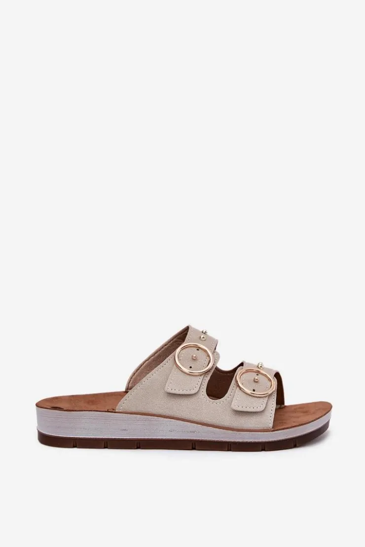 INBLU Klapki Na Platformie|Klapki Damskie Klasyczne*Wygodne Klapki Damskie CP000054 Beżowe Beżowy