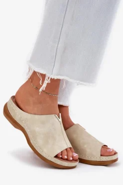 Evento Klapki Na Koturnie|Klapki Na Platformie*Wygodne Klapki Damskie Na Koturnie Złote Claribelle