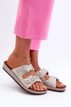 INBLU Klapki Damskie Klasyczne*Wygodne Klapki Damskie Z Klamrami CP000045 Beżowe Beżowy