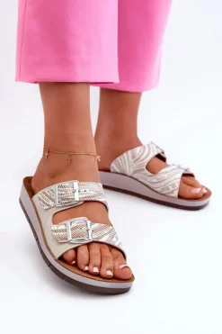 INBLU Klapki Damskie Klasyczne*Wygodne Klapki Damskie Z Klamrami CP000045 Beżowe Beżowy