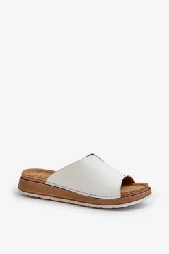 Damskie INBLU Wygodne Klapki Damskie Z Eko Skóry GS0003I1 Białe