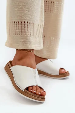 Damskie INBLU Wygodne Klapki Damskie Z Eko Skóry GS0003I1 Białe