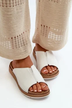 Damskie INBLU Wygodne Klapki Damskie Z Eko Skóry GS0003I1 Białe