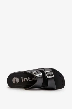 INBLU Klapki Damskie Klasyczne*Wygodne Klapki Damskie Z Klamrami CP000034 Czarne