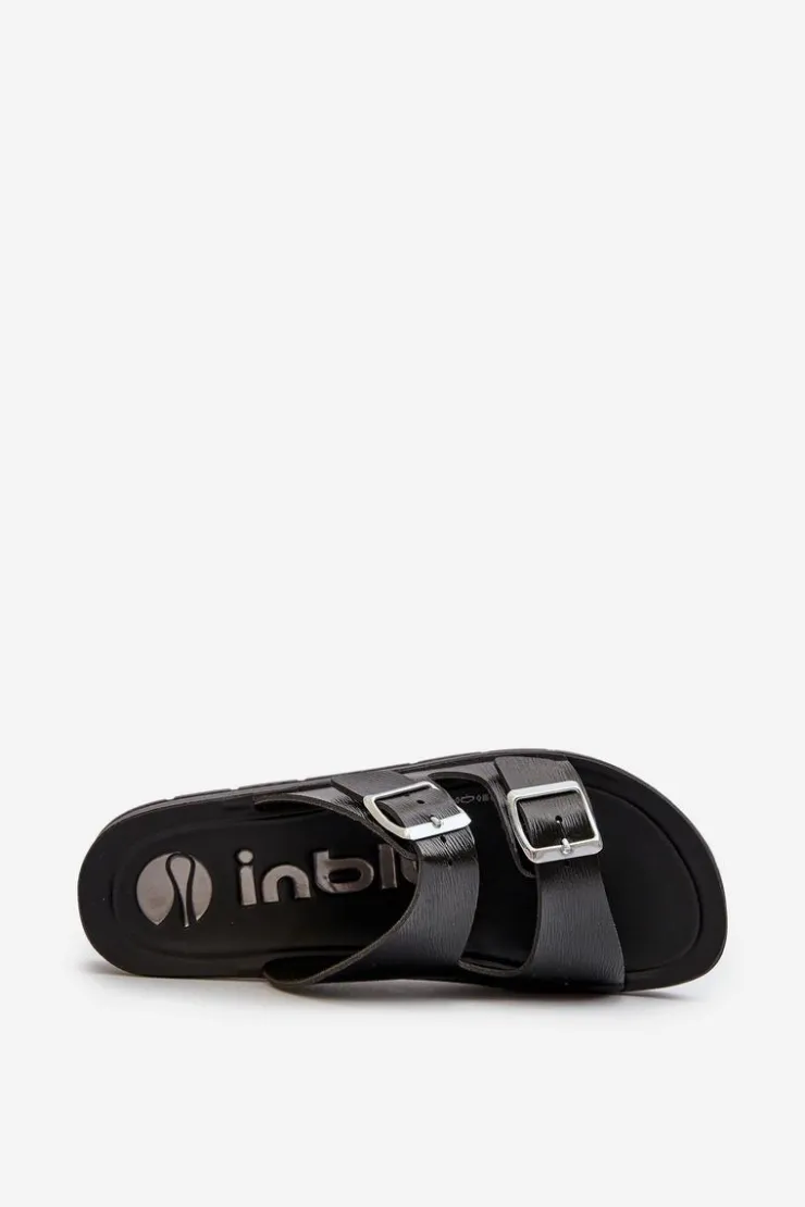 INBLU Klapki Damskie Klasyczne*Wygodne Klapki Damskie Z Klamrami CP000034 Czarne