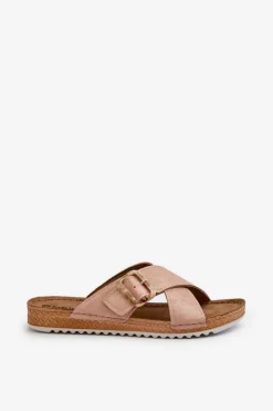 Sale INBLU Wygodne Klapki Damskie Z Klamrą VO000012 Jasnoróżowe