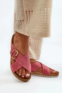 Damskie INBLU Wygodne Klapki Damskie Z Klamrą VO000012 Różowe