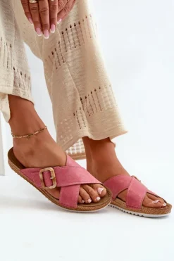 Damskie INBLU Wygodne Klapki Damskie Z Klamrą VO000012 Różowe