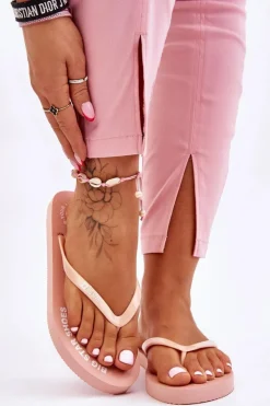 Big Star Shoes Klapki Sportowe|Klapki Damskie Big Star*Wygodne Klapki Japonki Big Star LL274802 Nude