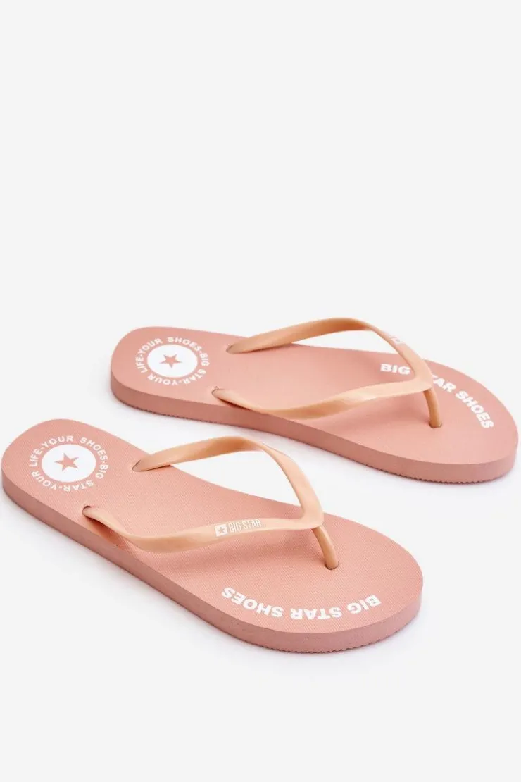 Big Star Shoes Klapki Sportowe|Klapki Damskie Big Star*Wygodne Klapki Japonki Big Star LL274802 Nude