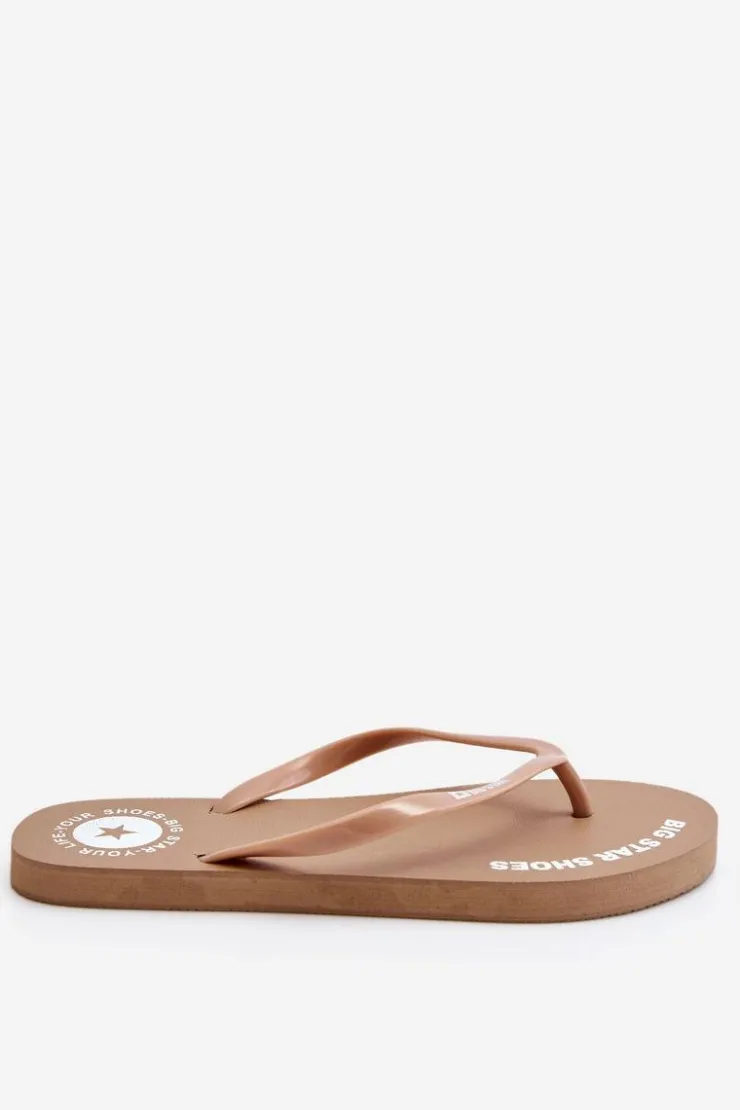 Big Star Shoes Klapki Sportowe|Klapki Damskie Big Star*Wygodne Klapki Japonki Big Star LL274796 Beżowe