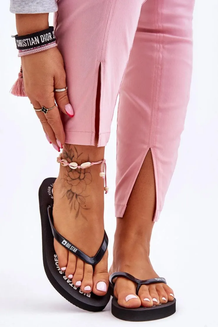 Discount Big Star Shoes Wygodne Klapki Japonki Big Star LL274800 Czarne