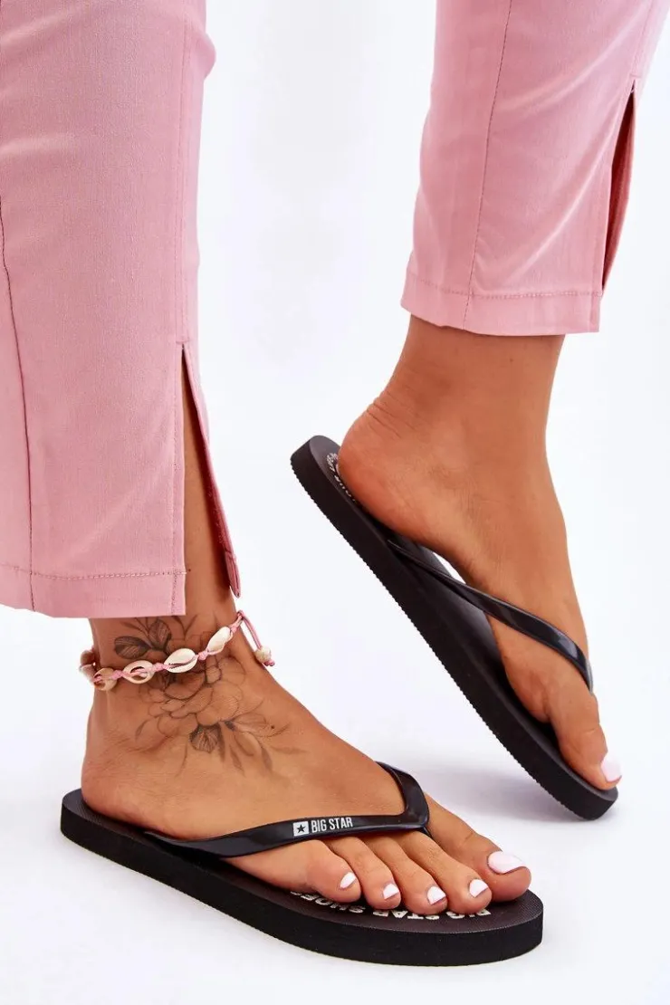 Discount Big Star Shoes Wygodne Klapki Japonki Big Star LL274800 Czarne