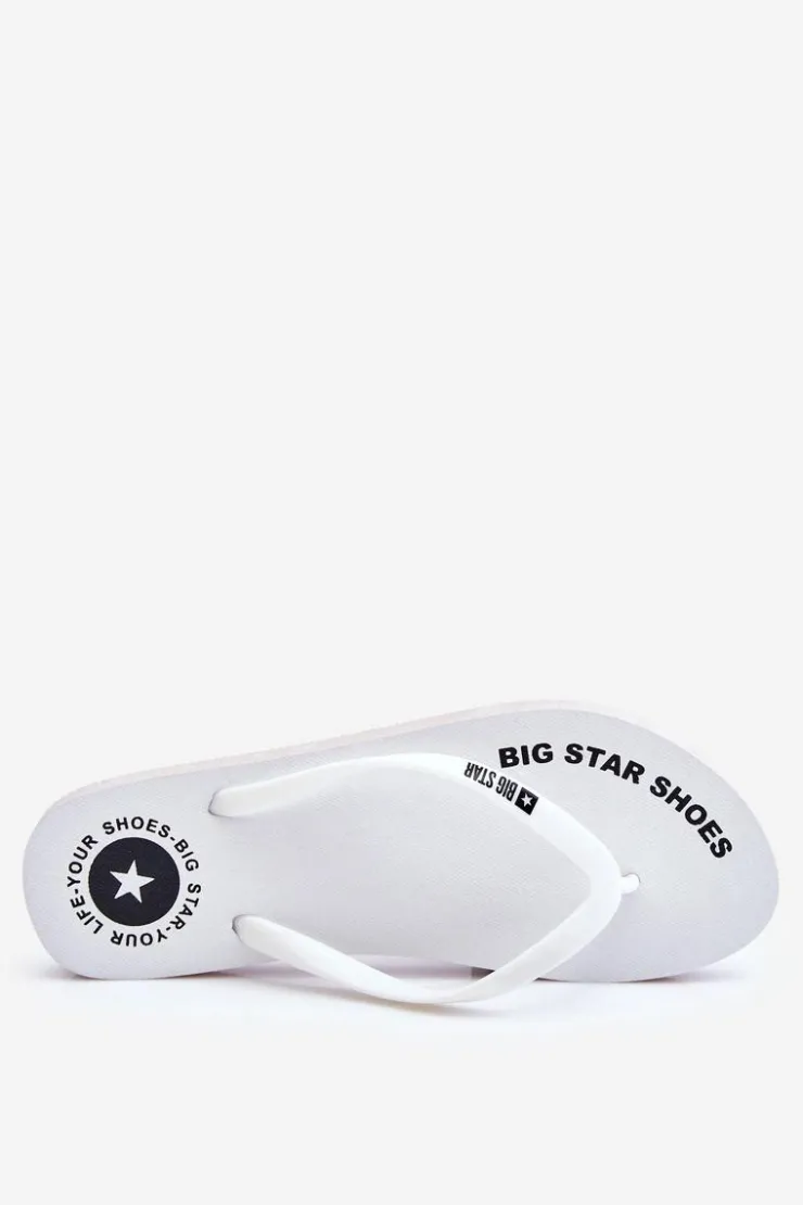 Damskie Big Star Shoes Wygodne Klapki Japonki Big Star LL274795 Białe