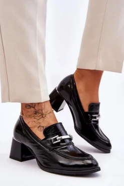 Discount Boto Wygodne Lakierowane Czółenka Czarne Lemar Damira