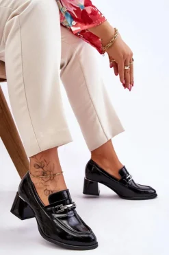 Discount Boto Wygodne Lakierowane Czółenka Czarne Lemar Damira