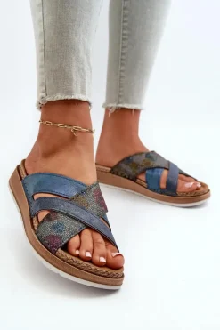 Damskie INBLU Wygodne Lekkie Klapki Damskie GS000052 Granatowe