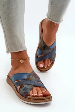 Damskie INBLU Wygodne Lekkie Klapki Damskie GS000052 Granatowe