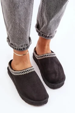 Damskie INBLU Wygodne Obuwie Domowe Kapcie Z Haftem Damskie FX000021 Czarne