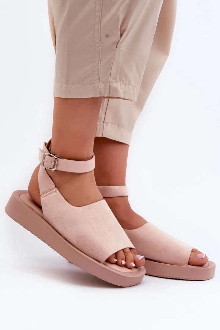 Boto Sandały Płaskie*Wygodne Sandały Damskie Na Platformie Różowe Rubie Różowy