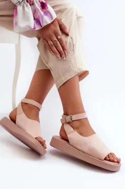 Boto Sandały Płaskie*Wygodne Sandały Damskie Na Platformie Różowe Rubie Różowy