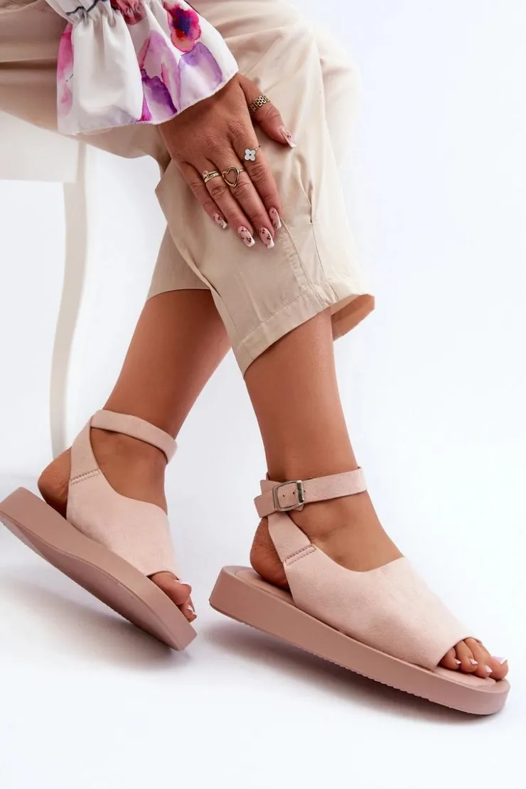 Boto Sandały Płaskie*Wygodne Sandały Damskie Na Platformie Różowe Rubie Różowy