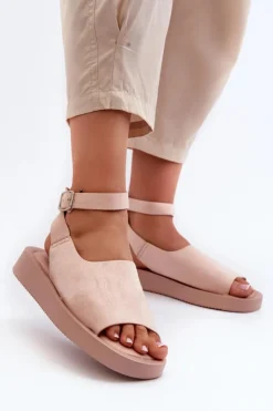 Boto Sandały Płaskie*Wygodne Sandały Damskie Na Platformie Różowe Rubie Różowy