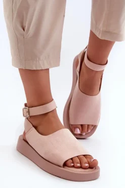 Boto Sandały Płaskie*Wygodne Sandały Damskie Na Platformie Różowe Rubie Różowy