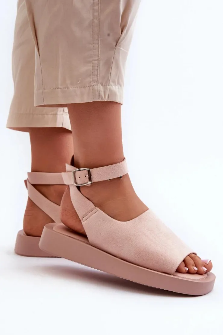 Boto Sandały Płaskie*Wygodne Sandały Damskie Na Platformie Różowe Rubie Różowy